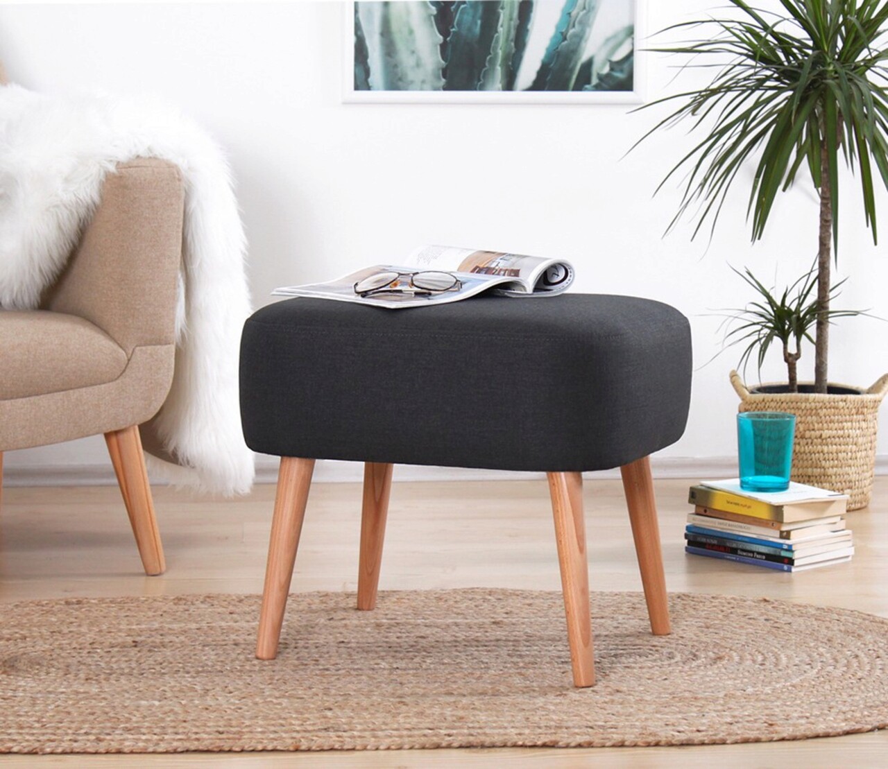 Taburet, Atelier del Sofa, 209FLF1131, Gri inchis - imagine 5